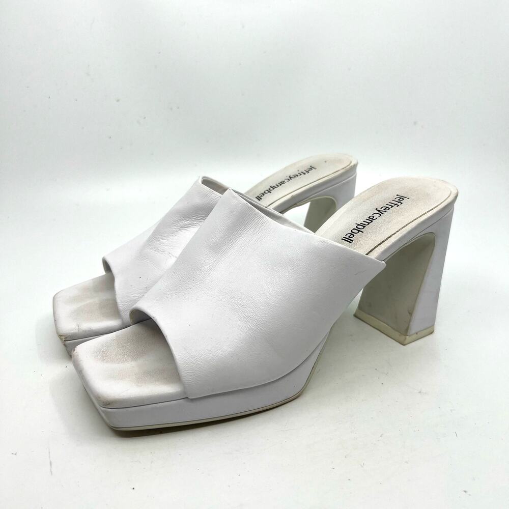 JEFFREY CAMPBELL Caviar White Leather Platform Sandal Women's 7 US